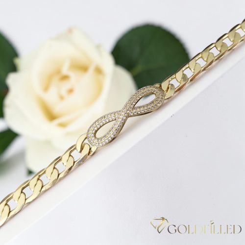 Ексклузивна антиалергична златна гривна "Goldfilled" с дължина 18,5 см и дебелина 9 мм, цвят 14K